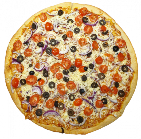 Marjoram pizza 40cm (Bacon, onions, tomatoes, olives)