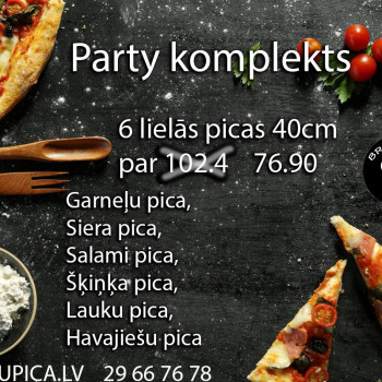 Party komplekts= sešas 40 cm picas