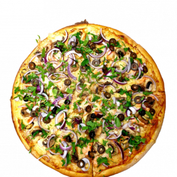 Poseidon pizza 40cm (salmon, shrimp, seafood, onions, mushrooms, olives, parsley.)